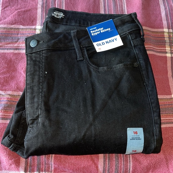 BNWT - Black Old Navy high rise Rockstar Super Skinny Jeans size 16 - Picture 4 of 6